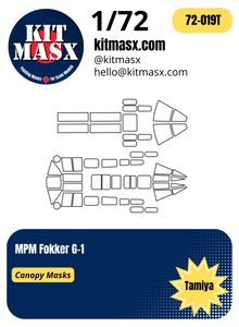 MPM Fokker G-1 1/72 Canopy Paint Masks, Kit # 72034