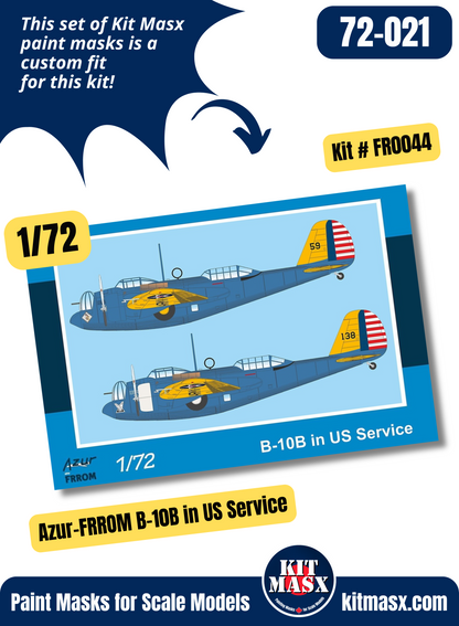 Azur-FRROM Martin B-10B, B-12, Model 139WC/WSM/WT 1/72 Canopy & Wheel Paint Masks, Kit # FR0044