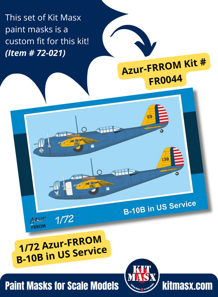 Azur-FRROM/Special Hobby Martin B-10B, B-12, or Model 139WC/WSM/WT 1/72 Canopy & Wheel Paint Masks