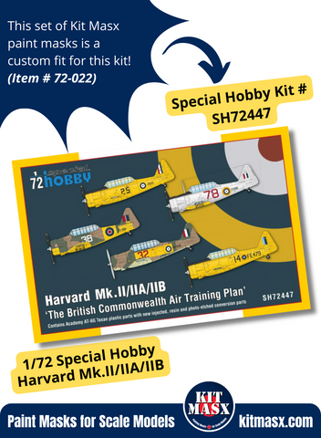 Academy T-6G Texan/Special Hobby Harvard Mk.II/IIA/IIB 1/72 Canopy & Wheel Paint Masks