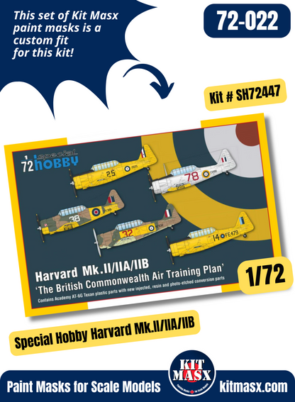 Special Hobby Harvard Mk.II/IIA/IIB, Academy T-6G Texan 1/72 Canopy & Wheel Paint Masks, Kit # SH72447