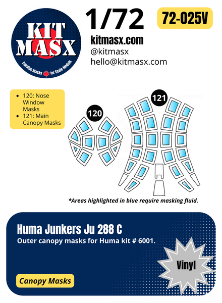 Huma Junkers Ju 288 C 1/72 Canopy Paint Masks