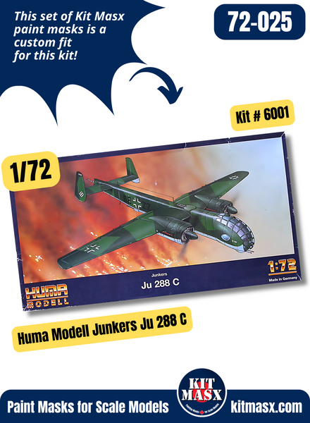 Huma Modell Junkers Ju 288 C 1/72 Canopy Paint Masks, Kit # 6001