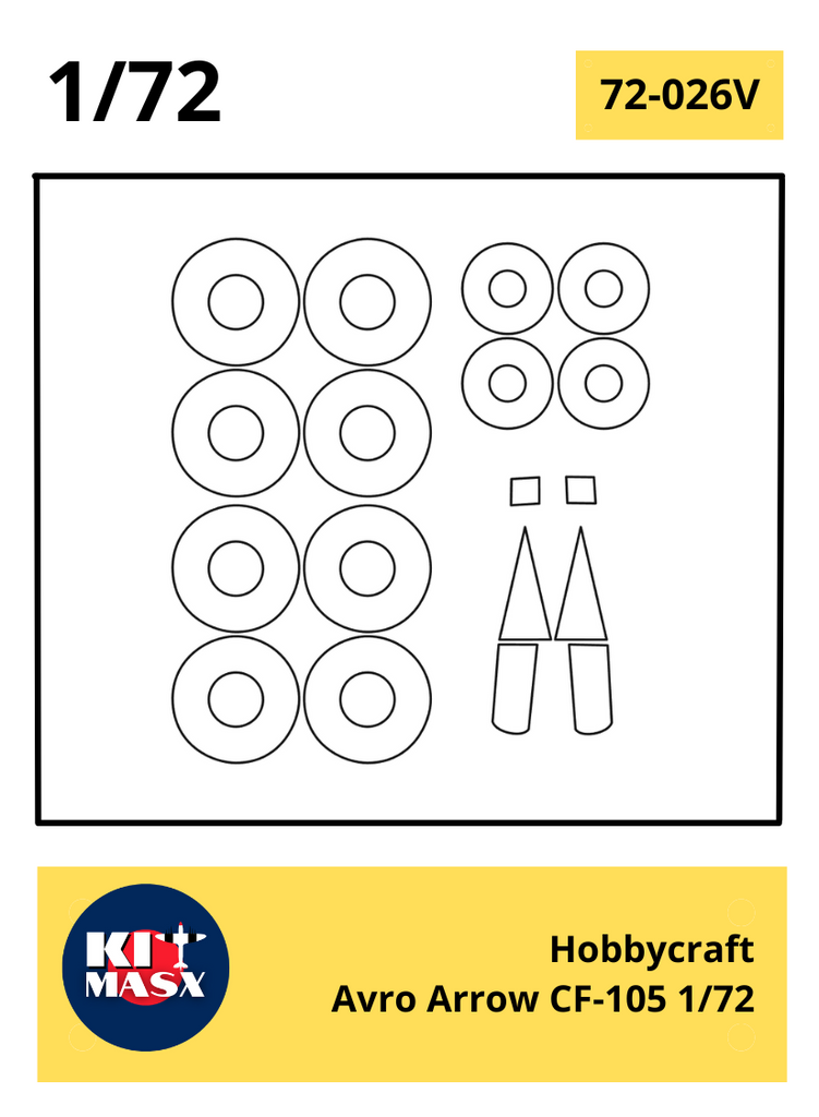 Hobbycraft Avro Arrow CF105 1/72 Canopy & Wheel Masks Kit Masx