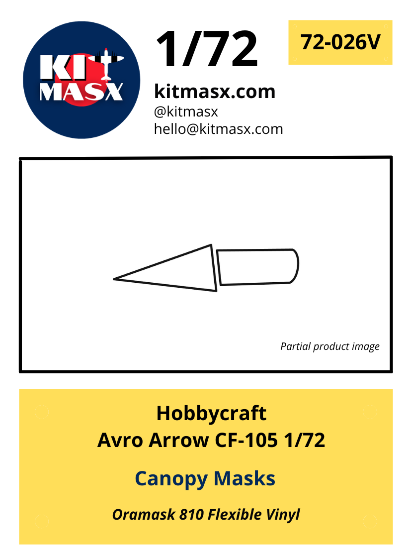 Hobbycraft Avro Arrow CF105 1/72 Canopy & Wheel Masks Kit Masx