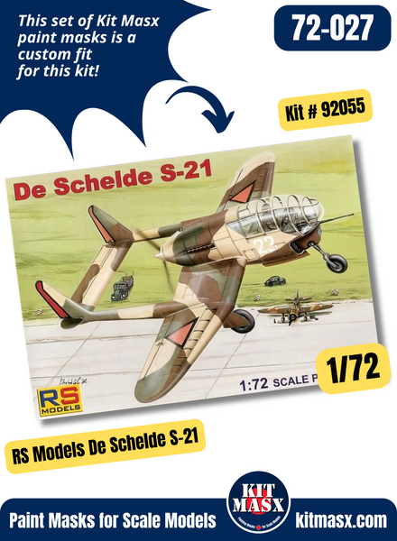 RS Models De Schelde S-21 1/72 Canopy Paint Masks, Kit # 92055