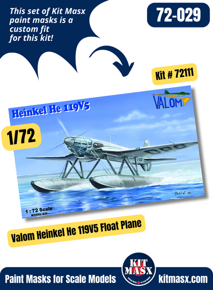 Valom Heinkel He 119, He 119A, He 119V5 1/72 Canopy & Wheel Paint Masks, Kit # 72111