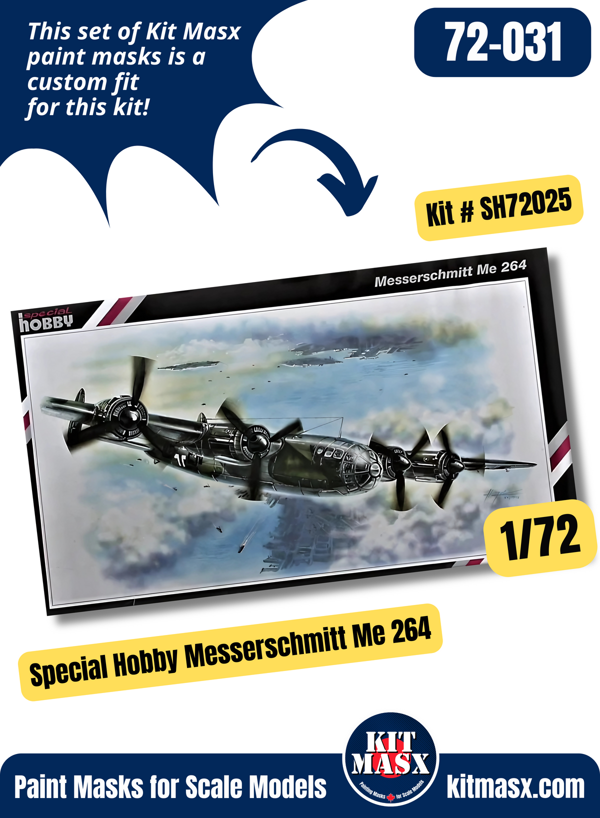 Special Hobby Messerschmitt Me 264 1/72 Canopy Paint Masks, Kit Special Hobby Messerschmitt Me 264 1/72 Canopy Paint Masks, Kit
