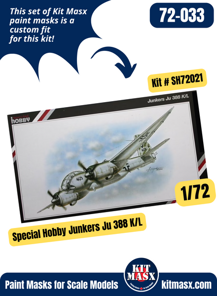 Special Hobby Junkers Ju 388 K/L 1/72 Canopy Paint Masks, Kit # SH72021