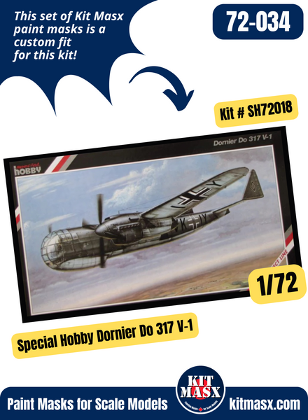 Special Hobby Dornier Do 317 V-1 1/72 Canopy Paint Masks, Kit # SH72018