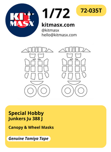 Special Hobby Junkers Ju 388 J 1/72 Canopy & Wheel Paint Masks, Kit # SH72022