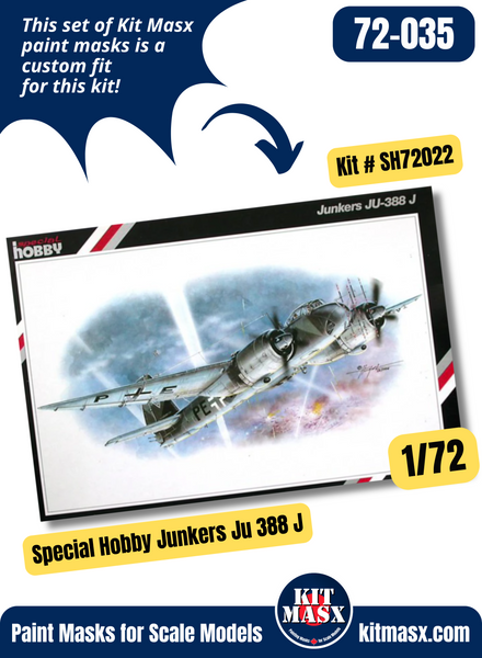 Special Hobby Junkers Ju 388 J 1/72 Canopy & Wheel Paint Masks, Kit # SH72022