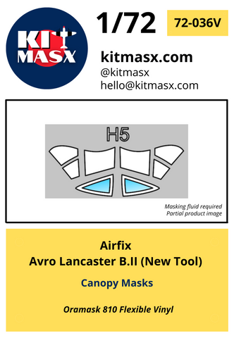 Airfix Avro Lancaster B.II (New Tool) 1/72 Canopy & Wheel Masks