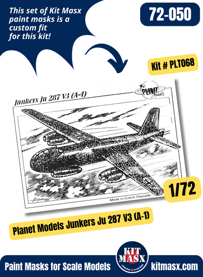 Planet Models Junkers Ju 287 V3 (A-1) 1/72 Canopy Paint Masks, Kit # PLT068