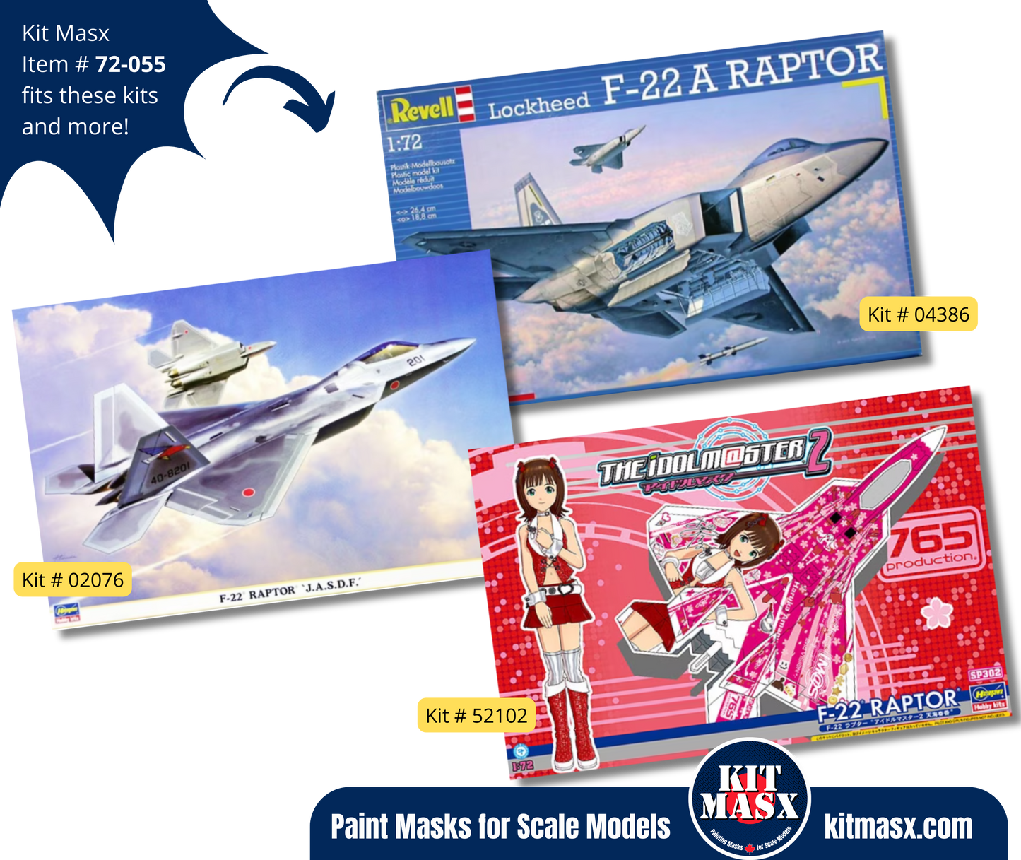 Revell Lockheed Martin F-22/F-22A Raptor 1/72 Canopy Paint Masks, Kit # 04386