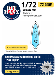 Revell/Hasegawa Lockheed Martin F-22/A Raptor 1/72 Canopy Masks