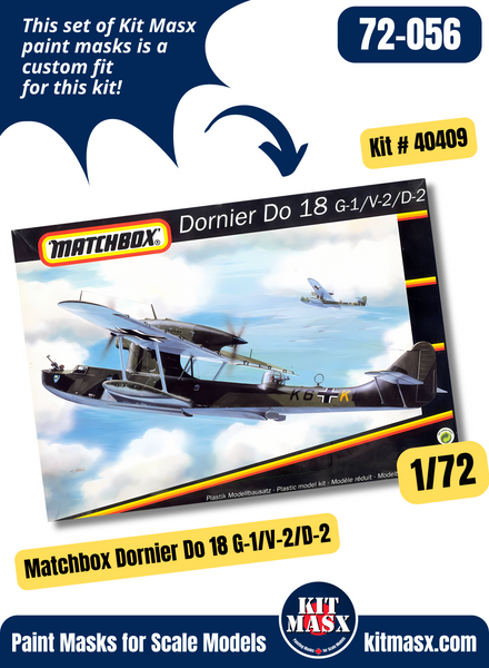 Matchbox Dornier Do 18 D-2/G-1/V-2 1/72 Canopy Paint Masks, Kit # 40409