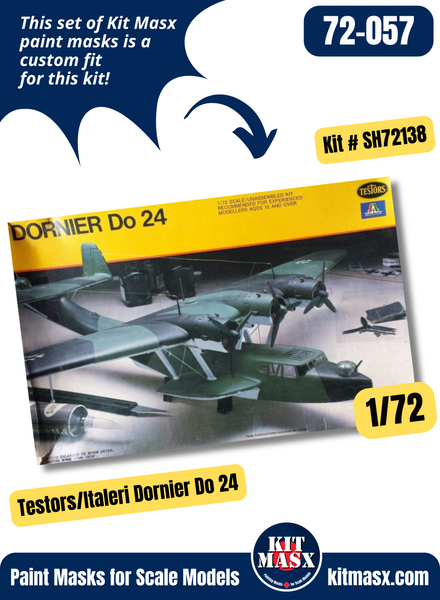 Testors/Italeri Dornier Do 24, Do 24T, Do 24T-2 1/72 Canopy Paint Masks, Kit # 868