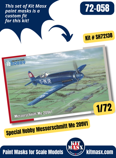 Special Hobby Messerschmitt Me 209V1/Me 209V4 1/72 Canopy & Wheel Paint Masks, Kit # SH72138