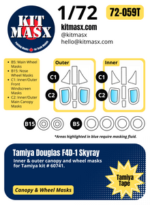 Tamiya Douglas F4D-1 Skyray 1/72 Canopy & Wheel Paint Masks