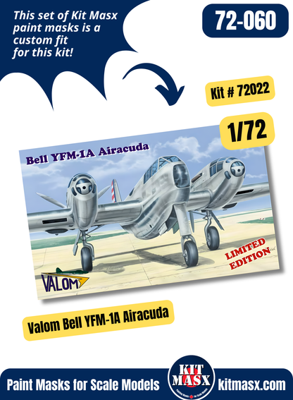 Valom Bell YFM-1/1A/1B Airacuda 1/72 Canopy & Wheel Paint Masks, Kit # 72022