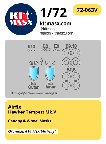 Airfix Hawker Tempest Mk.V 1/72 Canopy & Wheel Masks