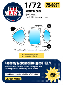 Academy McDonnell Douglas F-15E/K 1/72 Canopy Paint Masks, Kit # 12550