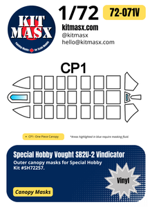 Special Hobby Vought SB2U-2 Vindicator 1/72 Canopy Masks