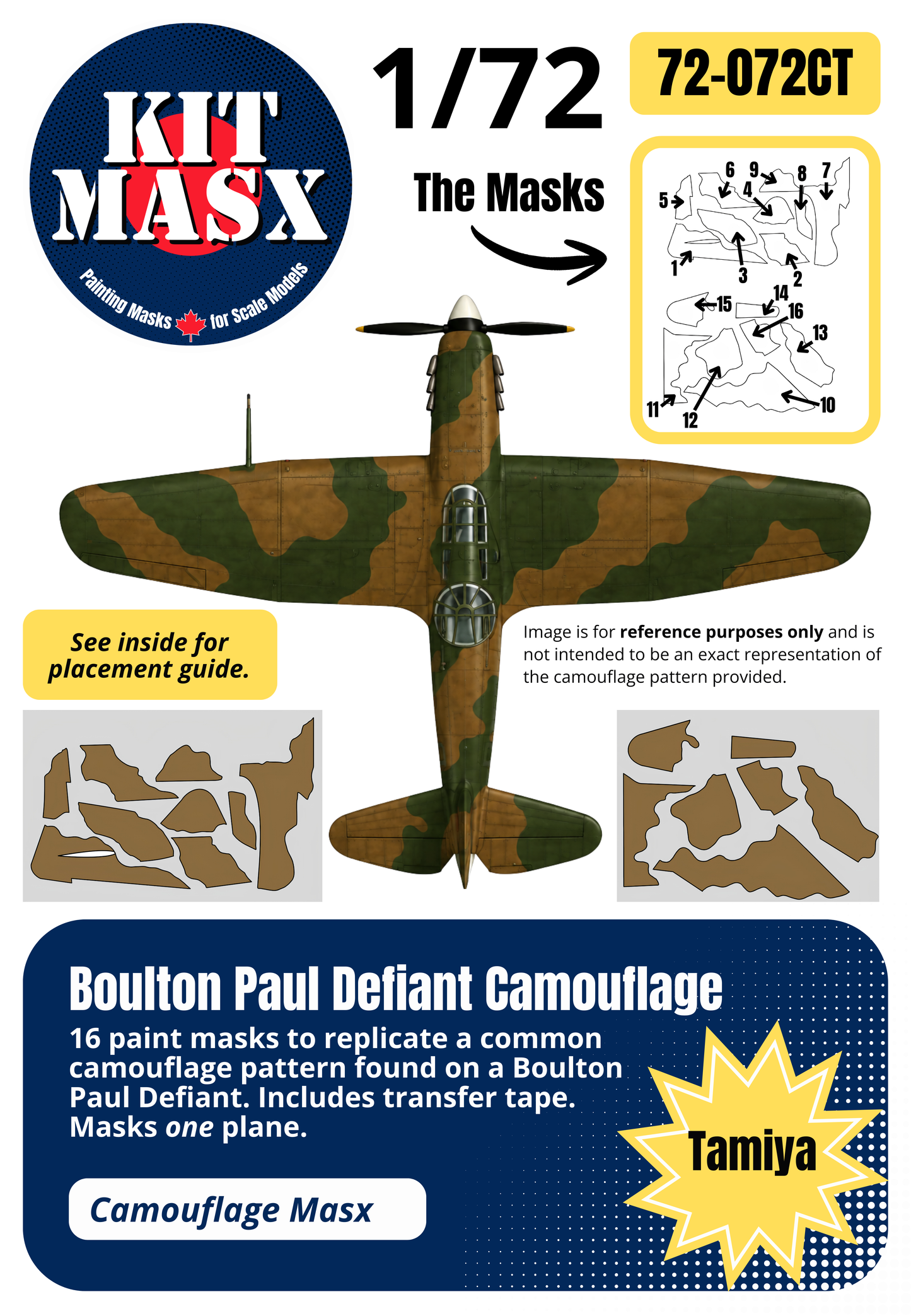 Boulton Paul Defiant 1/72 Camouflage Paint Masks, Kit # A50170 (72072C)