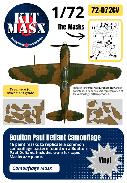 Boulton Paul Defiant 1/72 Camouflage Paint Masks, Kit # A50170 (72072C)