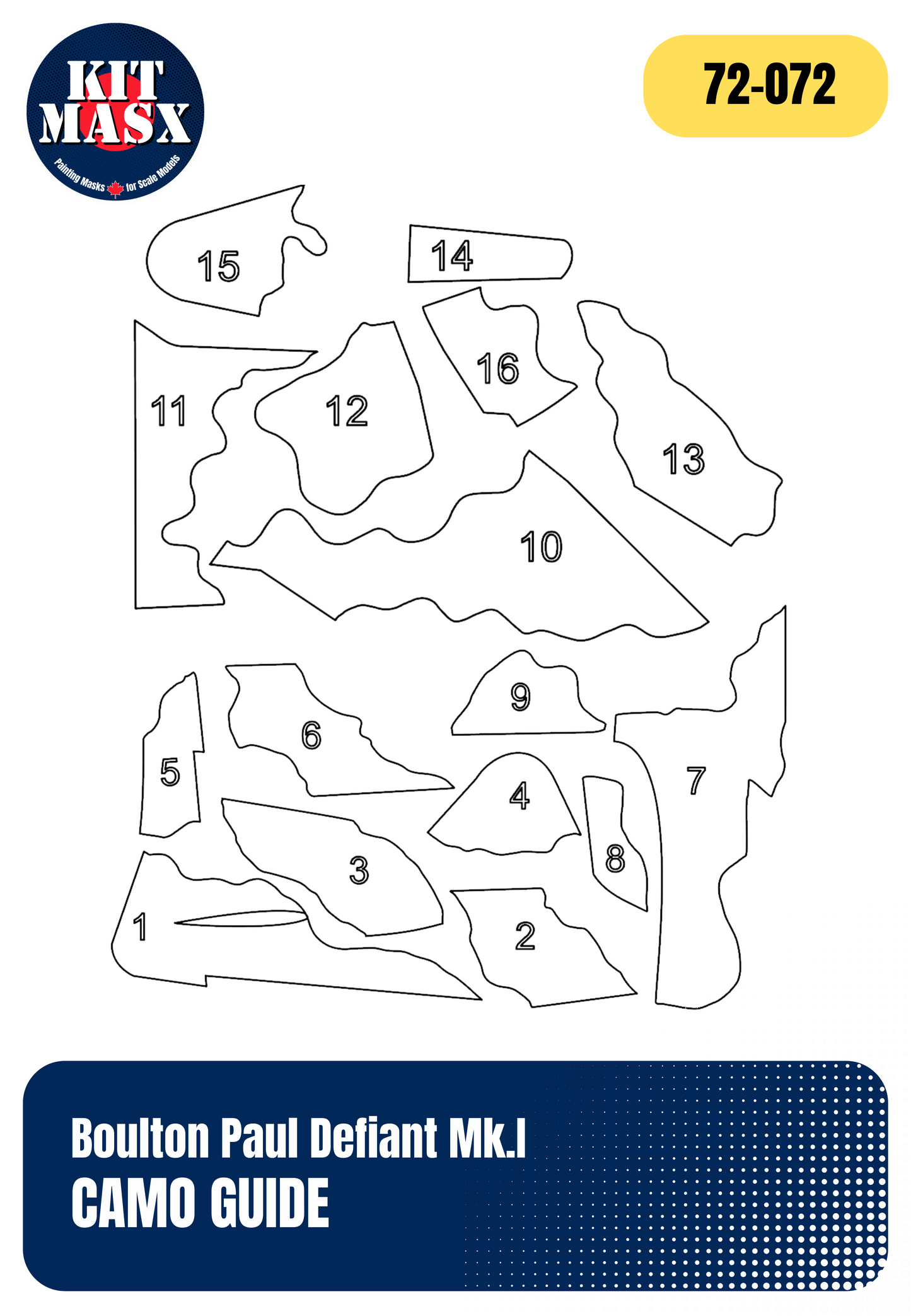 Airfix Boulton Paul Defiant Mk.I 1/72 Canopy, Camouflage, & Main Marking Paint Masks, Kit # A50170