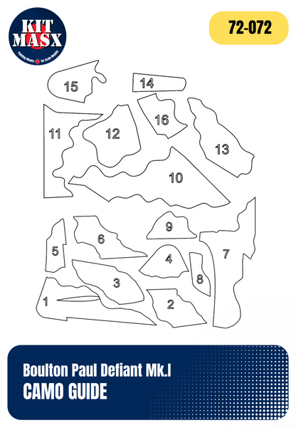 Airfix Boulton Paul Defiant Mk.I 1/72 Canopy, Camouflage, & Main Marking Paint Masks, Kit # A50170