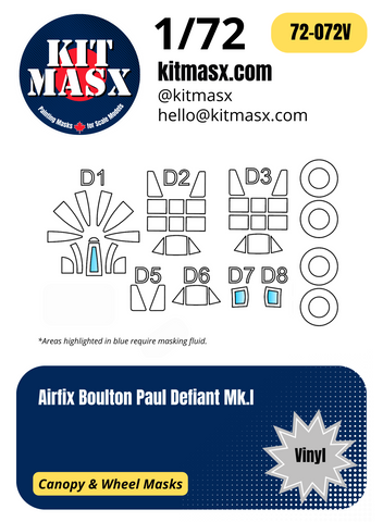 Airfix Boulton Paul Defiant Mk.I 1/72 Canopy & Wheel Masks, Camouflage Masks, & Main Markings