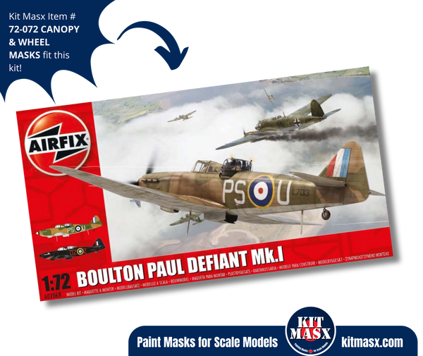 Airfix Boulton Paul Defiant Mk.I 1/72 Canopy & Wheel Masks, Camouflage Masks, & Main Markings