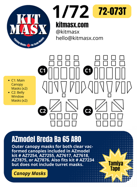 AZmodel Breda Ba 65 A80 1/72 Canopy Paint Masks