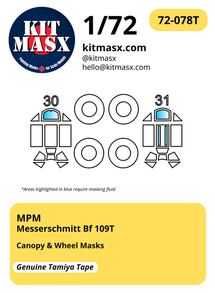 MPM Messerschmitt Bf 109T 1/72 Canopy & Wheel Masks