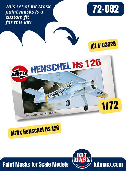 Airfix Henschel Hs 126/Hs 126A-1 1/72 Canopy & Wheel Paint Masks, Kit # 03028