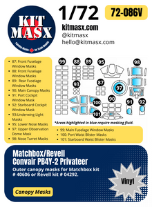 Matchbox/Revell/Falcon/Squadron PB4Y-2 Privateer 1/72 Canopy Paint Masks