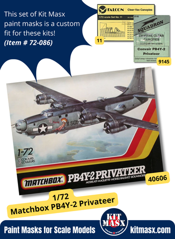 Matchbox/Revell/Falcon/Squadron PB4Y-2 Privateer 1/72 Canopy Paint Masks