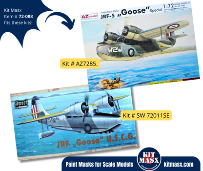 Sword Grumman G-21 JRF/JRF-5 "Goose" 1/72 Canopy & Wheel Paint Masks, Kit # SW 72011SE
