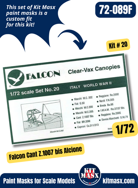 Falcon Cant Z.1007 bis Alcione 1/72 Canopy Paint Masks, Kit # 20