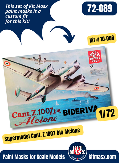 Supermodel Cant. Z.1007 bis Alcione 1/72 Canopy Paint Masks, Kit # 10-006