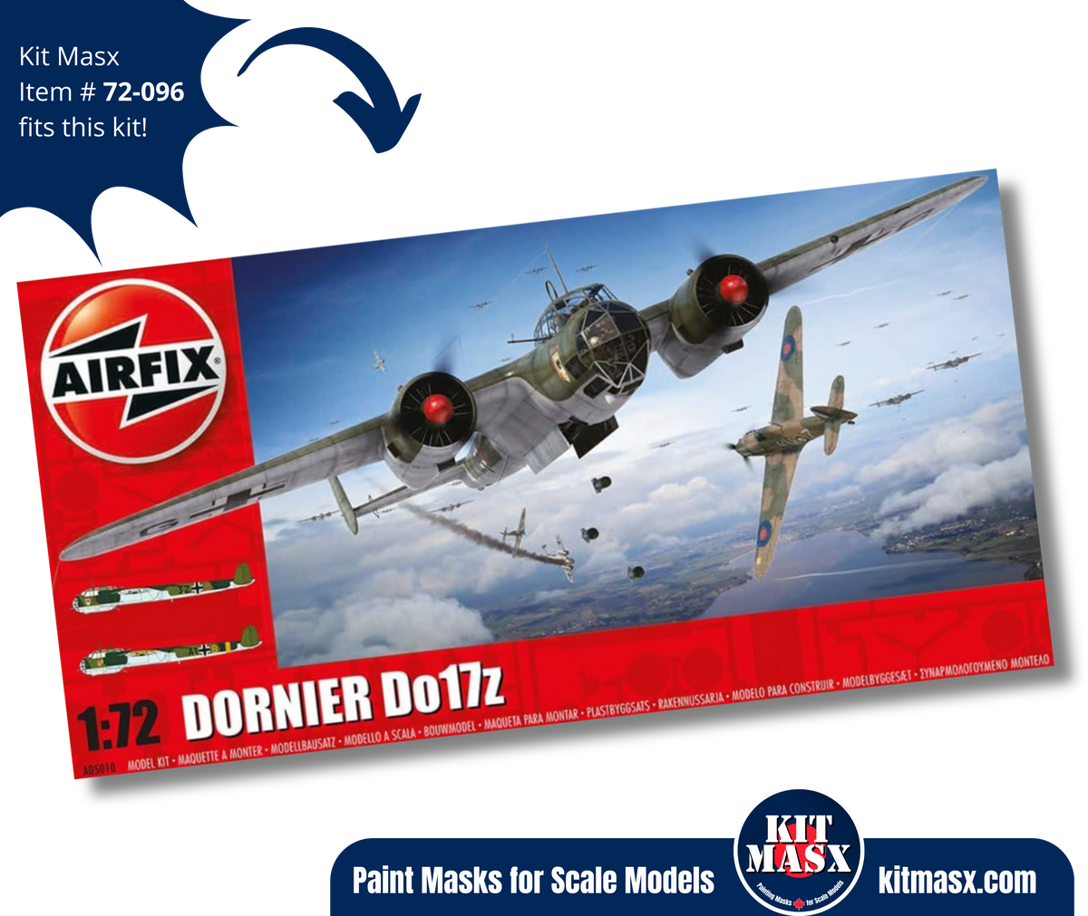 Airfix Dornier Do17z (New Tool) 1/72 Canopy & Wheel Paint Masks, Kit ...