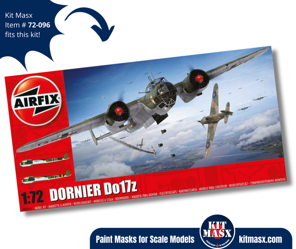 Airfix Dornier Do17z (New Tool) 1/72 Canopy & Wheel Paint Masks, Kit # A05010