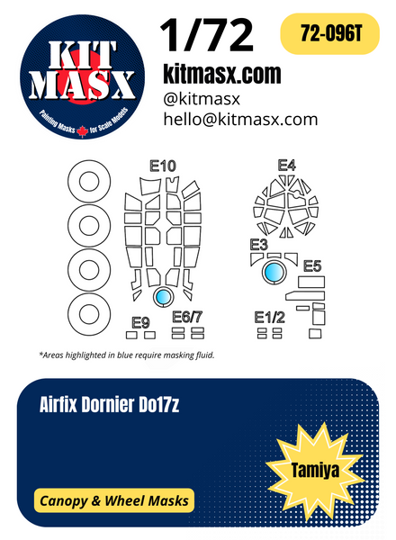 Airfix Dornier Do17z 1/72 Canopy & Wheel Masks