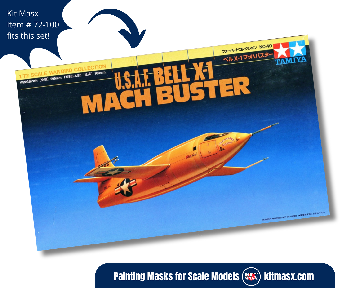 Tamiya Bell X-1 1/72 Canopy Paint Masks, Kit # 60740