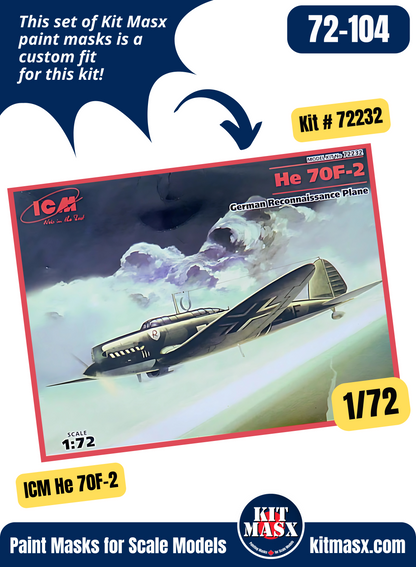 ICM Heinkel He 70F-2/G-1 1/72 Canopy & Wheel Paint Masks, Kit # 72232