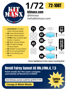 Revell Fairey Gannet AS Mk.1/Mk.4, T.5 1/72 Canopy & Wheel Paint Masks, Kit # 04397