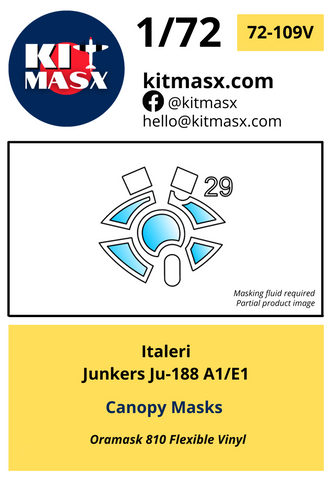 Italeri Junkers Ju-188 A1/E1 1/72 Canopy & Wheel Masks