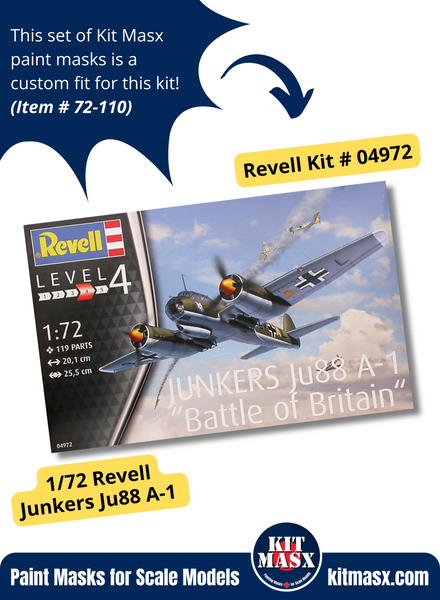 Revell Junkers Ju-88A-1 1/72 Canopy & Wheel Paint Masks